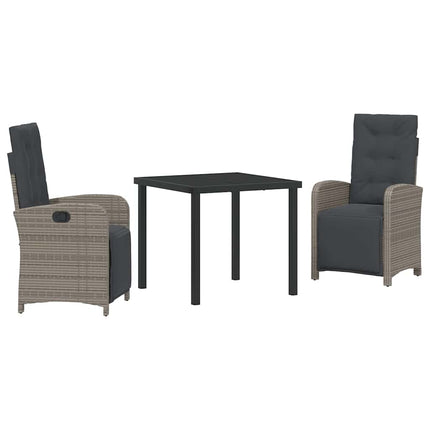 Trädgårdsmöbelset med kudde 3 pcs Grå konstrotting