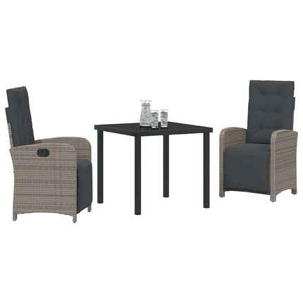Trädgårdsmöbelset med kudde 3 pcs Grå konstrotting