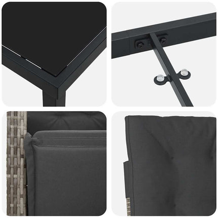 Trädgårdsmöbelset med kudde 7 pcs Grå konstrotting