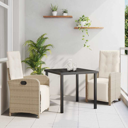 Trädgårdsmöbelset med kudde 3 pcs Beige konstrotting