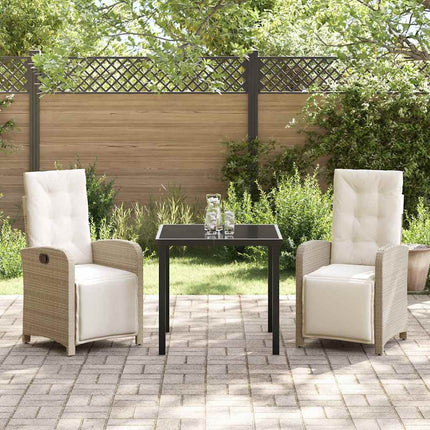 Trädgårdsmöbelset med kudde 3 pcs Beige konstrotting