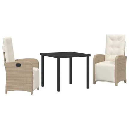 Trädgårdsmöbelset med kudde 3 pcs Beige konstrotting