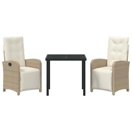 Trädgårdsmöbelset med kudde 3 pcs Beige konstrotting
