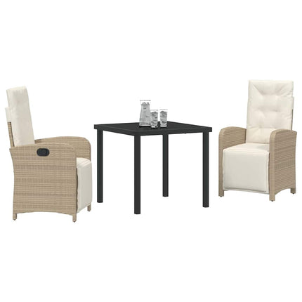 Trädgårdsmöbelset med kudde 3 pcs Beige konstrotting