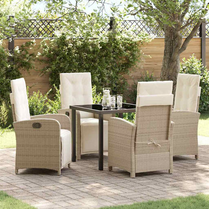 Trädgårdsmöbelset med kudde 5 pcs Beige konstrotting