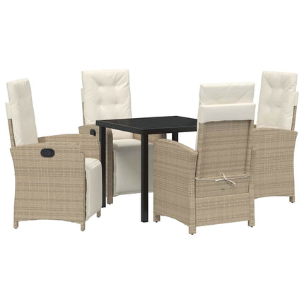 Trädgårdsmöbelset med kudde 5 pcs Beige konstrotting