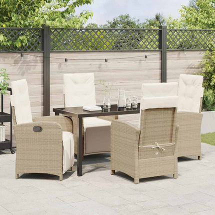 Trädgårdsmöbelset med kudde 5 pcs Beige konstrotting