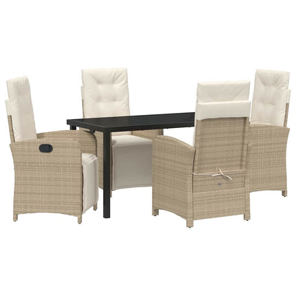Trädgårdsmöbelset med kudde 5 pcs Beige konstrotting