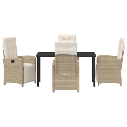 Trädgårdsmöbelset med kudde 5 pcs Beige konstrotting