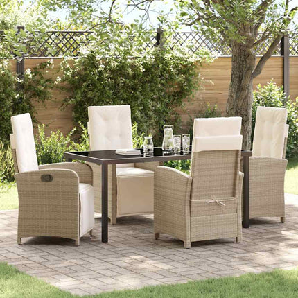 Trädgårdsmöbelset med kudde 5 pcs Beige konstrotting