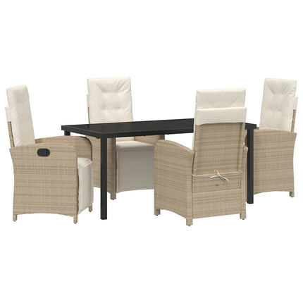 Trädgårdsmöbelset med kudde 5 pcs Beige konstrotting