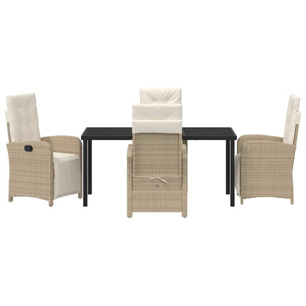 Trädgårdsmöbelset med kudde 5 pcs Beige konstrotting