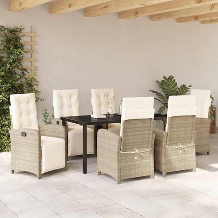 Trädgårdsmöbelset med kudde 7 pcs Beige konstrotting