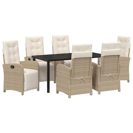 Trädgårdsmöbelset med kudde 7 pcs Beige konstrotting