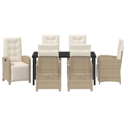 Trädgårdsmöbelset med kudde 7 pcs Beige konstrotting