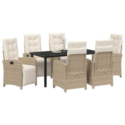 Trädgårdsmöbelset med kudde 7 pcs Beige konstrotting
