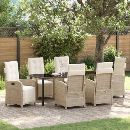Trädgårdsmöbelset med kudde 7 pcs Beige konstrotting