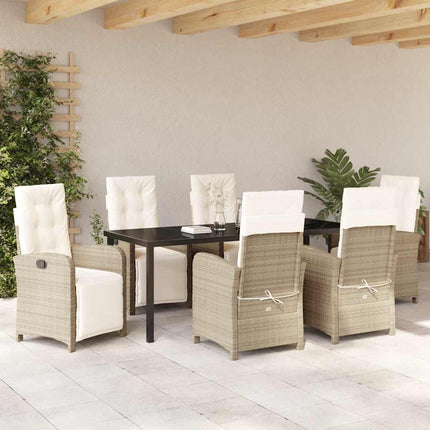 Trädgårdsmöbelset med kudde 7 pcs Beige konstrotting