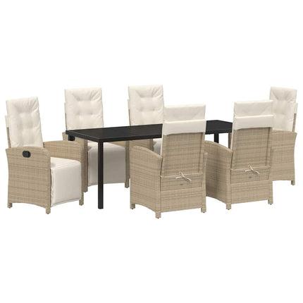 Trädgårdsmöbelset med kudde 7 pcs Beige konstrotting