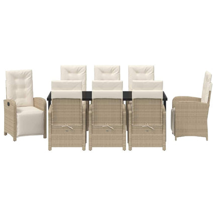 Trädgårdsmöbelset med kudde 9 pcs Beige konstrotting