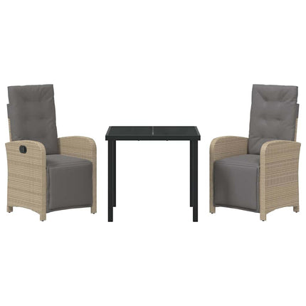 Trädgårdsmöbelset med kudde 3 pcs Beige konstrotting