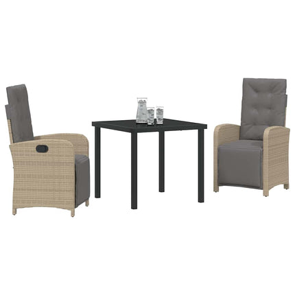 Trädgårdsmöbelset med kudde 3 pcs Beige konstrotting