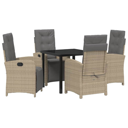 Trädgårdsmöbelset med kudde 5 pcs Beige konstrotting