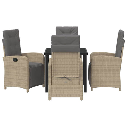 Trädgårdsmöbelset med kudde 5 pcs Beige konstrotting