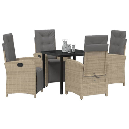 Trädgårdsmöbelset med kudde 5 pcs Beige konstrotting