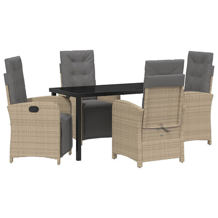 Trädgårdsmöbelset med kudde 5 pcs Beige konstrotting
