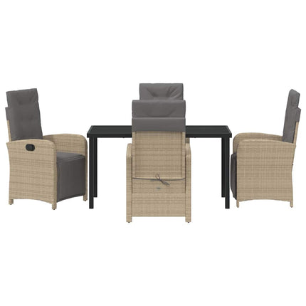 Trädgårdsmöbelset med kudde 5 pcs Beige konstrotting