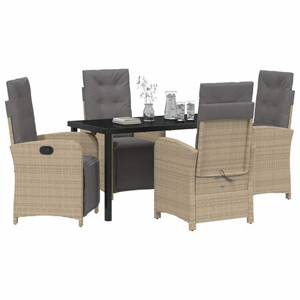 Trädgårdsmöbelset med kudde 5 pcs Beige konstrotting