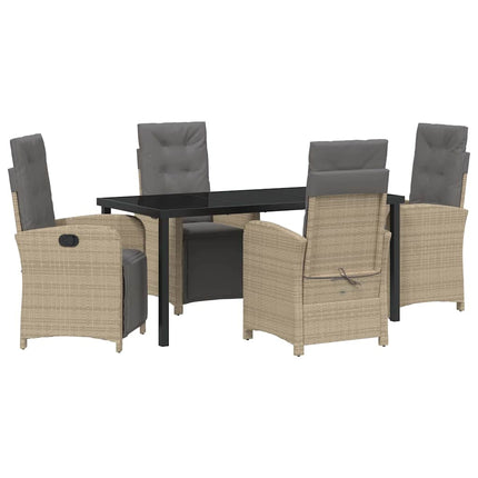 Trädgårdsmöbelset med kudde 5 pcs Beige konstrotting
