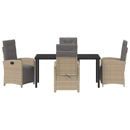 Trädgårdsmöbelset med kudde 5 pcs Beige konstrotting