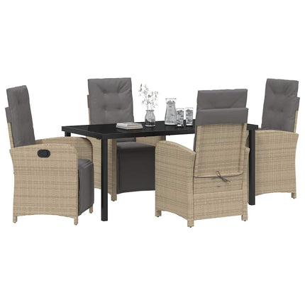 Trädgårdsmöbelset med kudde 5 pcs Beige konstrotting