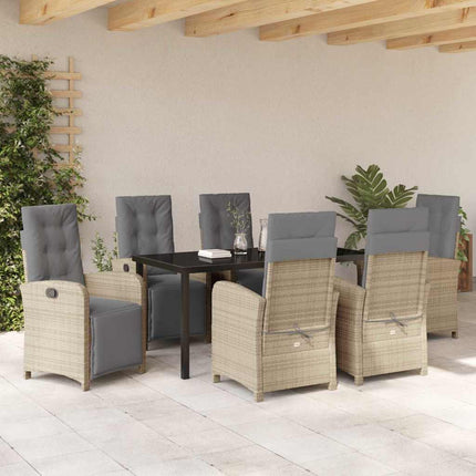 Trädgårdsmöbelset med kudde 7 pcs Beige konstrotting