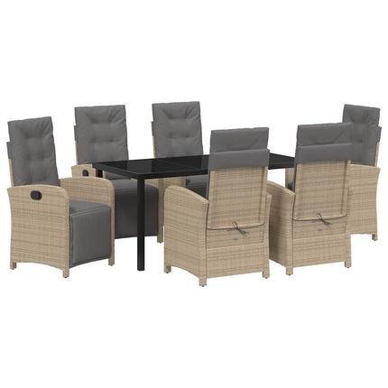 Trädgårdsmöbelset med kudde 7 pcs Beige konstrotting
