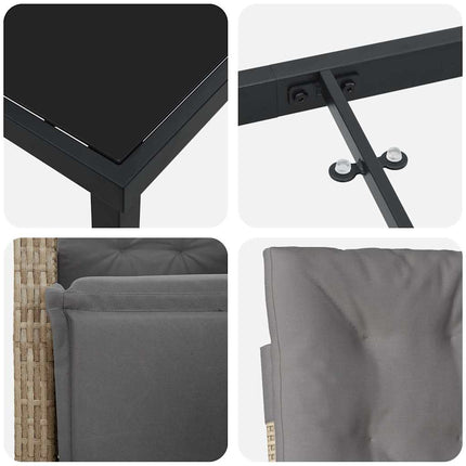 Trädgårdsmöbelset med kudde 7 pcs Beige konstrotting