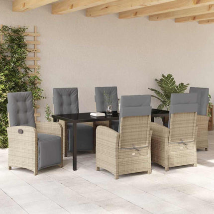 Trädgårdsmöbelset med kudde 7 pcs Beige konstrotting