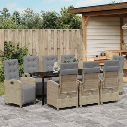 Trädgårdsmöbelset med kudde 9 pcs Beige konstrotting