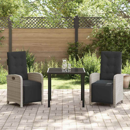 Trädgårdsmöbelset med kudde 3 pcs Ljusgrå konstrotting