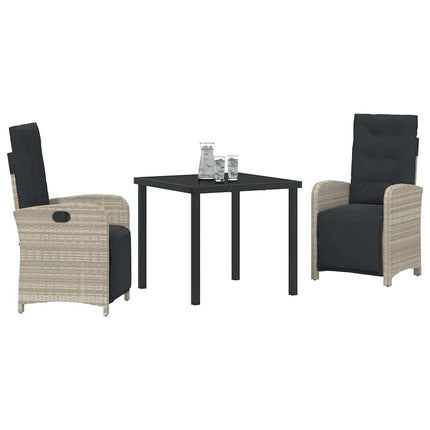 Trädgårdsmöbelset med kudde 3 pcs Ljusgrå konstrotting