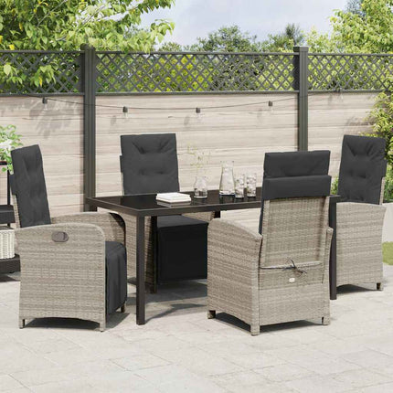 Trädgårdsmöbelset med kudde 5 pcs Ljusgrå konstrotting