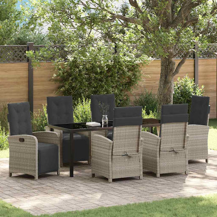 Trädgårdsmöbelset med kudde 7 pcs Ljusgrå konstrotting