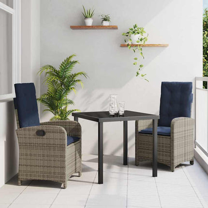 Trädgårdsmöbelset med kudde 3 pcs Grå konstrotting