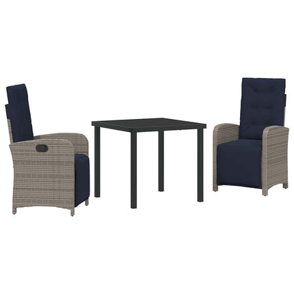 Trädgårdsmöbelset med kudde 3 pcs Grå konstrotting