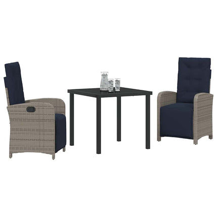 Trädgårdsmöbelset med kudde 3 pcs Grå konstrotting