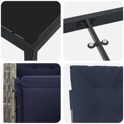 Trädgårdsmöbelset med kudde 5 pcs Grå konstrotting