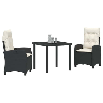 Trädgårdsmöbelset med kudde 3 pcs Svart konstrotting