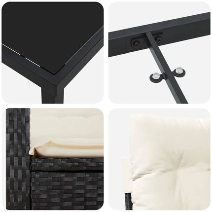 Trädgårdsmöbelset med kudde 5 pcs Svart konstrotting